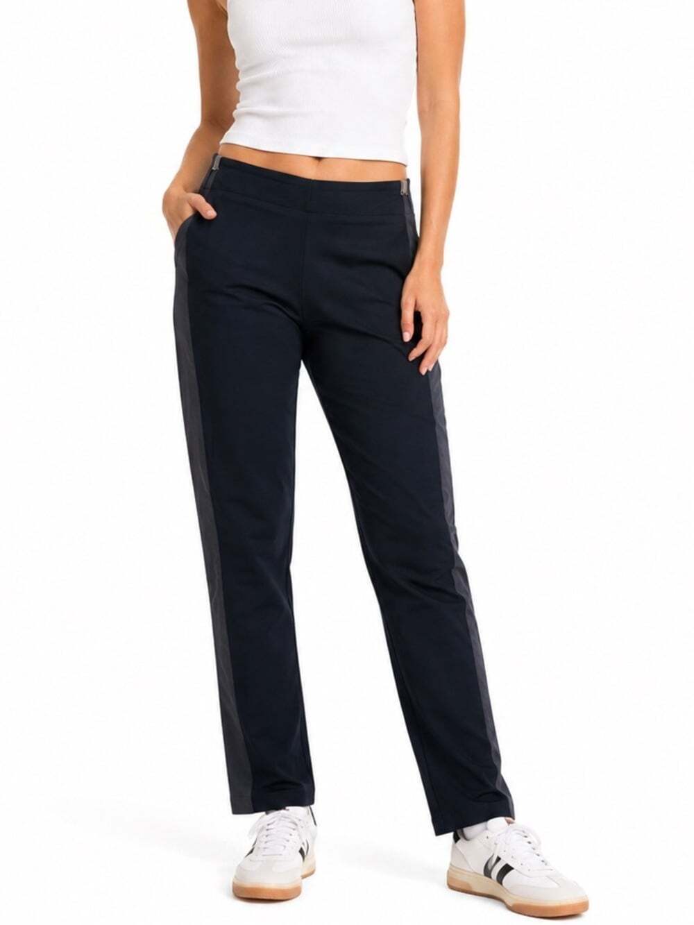 Kit and Ace Chloe Everyday Pants with Side Stripe Blue Navy Size 8 Stretchy